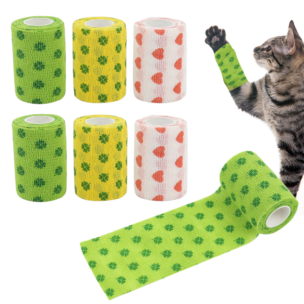 Qpets 6 Rolls Pet Crepe Bandage Bitter Flavored Anti-lick Bandages Non-woven Stretchy Injury Recovery Bandage Cartoon Print Self Adhesive Bandage Wrap, 3.94 inches Wide x 14.76 ft Long Qpets 6 Rolls Pet Crepe Bandage Bitter Flavored Anti-lick Bandages Non-woven Stretchy Injury Recovery Bandage Cartoon Print Self Adhesive Bandage Wrap, 3.94 inches Wide x 14.76 ft Long